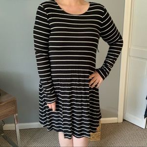 Black and White Striped Dress Large